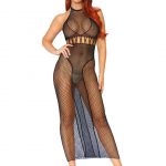 Abito lungo in rete nera schiena nuda - Leg Avenue