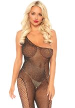 Bodystocking monospalla nero con brillantini Leg Avenue
