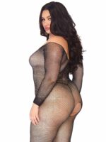Catsuit in rete con brillantini manica lunga Leg Avenue 89233X (retro)