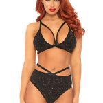 Completino nero due pezzi in lurex oro Leg Avenue