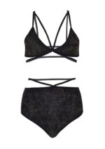 Completino nero due pezzi in lurex oro Leg Avenue