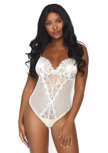 Body bianco in pizzo e mesh - Leg Avenue
