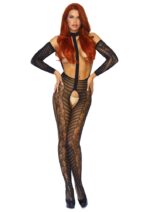 Bodystocking reversibile in pizzo nero