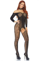 Bodystocking reversibile in pizzo nero 2 in 1 Leg Avenue