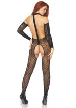 Bodystocking reversibile in pizzo nero 2 in 1 Leg Avenue
