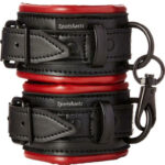 Manette bondage in ecopelle nero rosso - Sportsheets