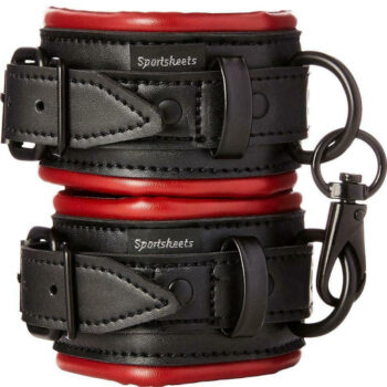 Manette bondage in ecopelle nero rosso - Sportsheets