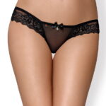 Tanga nero in pizzo e tulle 854-THO-1 Obsessive