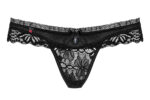 Tanga nero in raso con pizzo 846-THO-1 - Obsessive