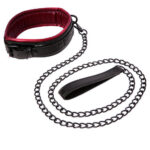 Collare con guinzaglio bondage in ecopelle nero rosso Sportsheets