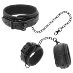 Collare e manette in ecopelle nera Fetish Submissive