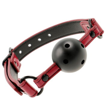 Ball Gag respirabile con fori Fetish Submissive Nero Rosso