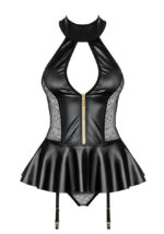 Corsetto effetto bagnato nero - obsessive