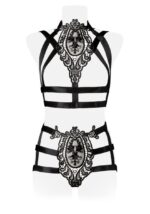 harness bdsm 2 pezzi con pizzo - grey velvet