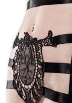 harness bondage bdsm 2 pezzi con pizzo stile vittoriano - grey velvet