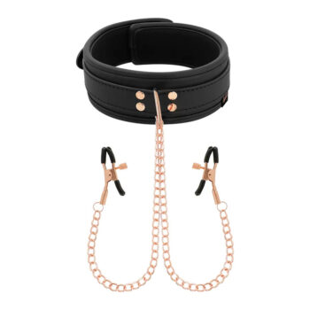 Collare BDSM con clip per capezzoli - Coquette