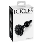 Scatola Plug Anale in vetro nero con rosa N°77 Icicles