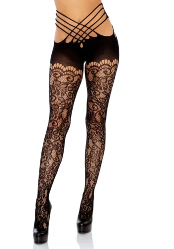 Collant Pizzo Apertura Posteriore Stringhe Leg Avenue (fronte)