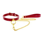 Collare rosso con guinzaglio dorato Taboom