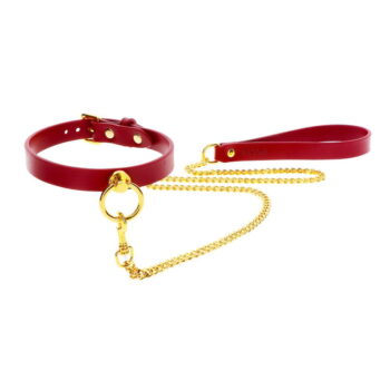 Collare rosso con guinzaglio dorato Taboom
