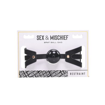 Confezione (frontale) Ball Gag BDSM con ecopelle e intagli Brat Sex & Mischief